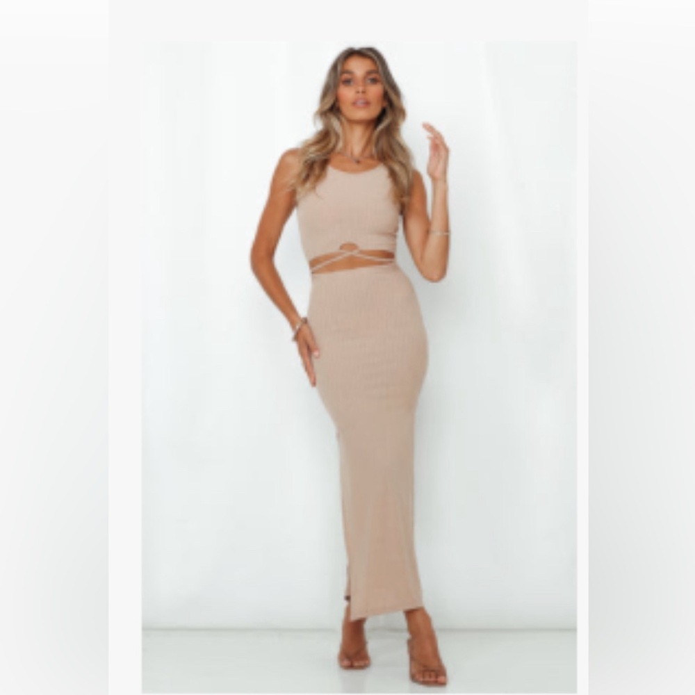 Small Hello Molly Up Early Ribbed Maxi Dress Mocha